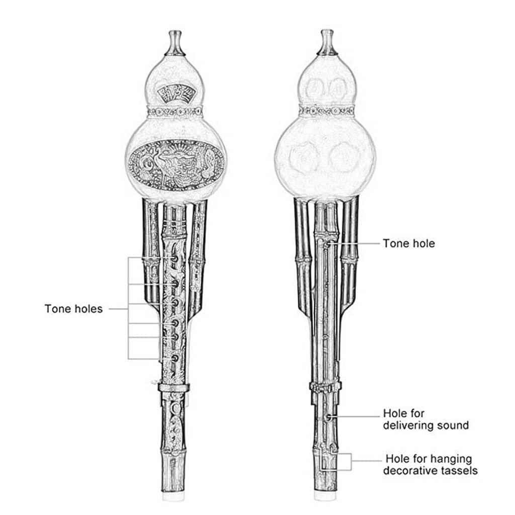Flautas de Cucurbit Instrumento De Flauta De Calabaza para Principiantes Y Adultos para Niños, Tubos De Madera, Instrumento Tradicional Chino con Estuche De Nudo Chino Instrumentos de Viento