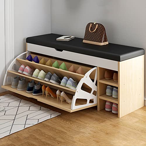 Banc de rangement à chaussures en cuir moderne pour entrée
