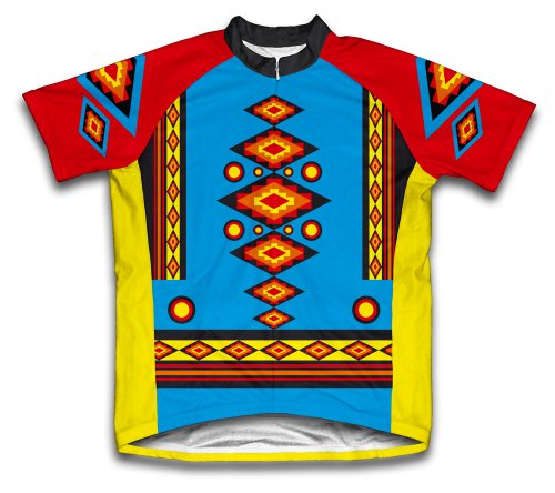 ScudoPro Diamond Patterns Short Sleeve Cycling Jersey for Youth - Size XS Blue