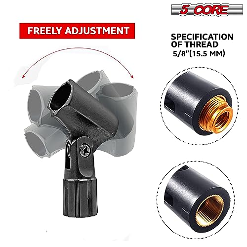 5 Core Pencil Microphone Clip Holder Black Angle Adjustable Slim Condenser Mic Adapter + Universal 5/8\" Male to 3/8\" Female Adapter 4Pcs MC 08 4PCS - Thumbnail 4
