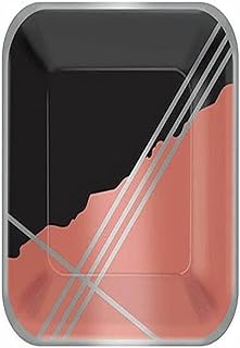 Black Facet Design Square Metallic Paper Plates-8pc