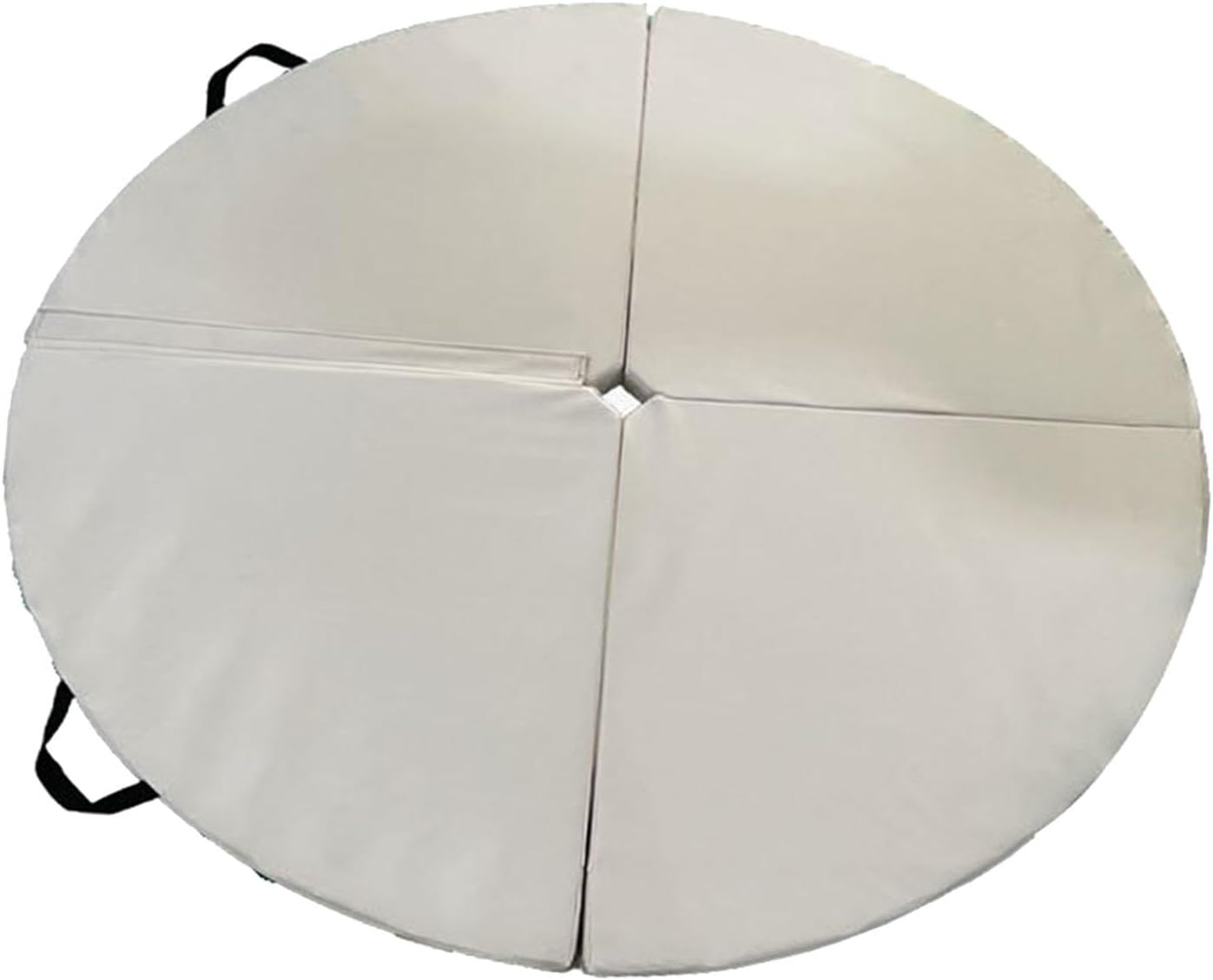 Pole Dance Mat Round Portable Folding Floor Cushion PU Leather with Carrying Handles for Women Pilates Fitness Training, White