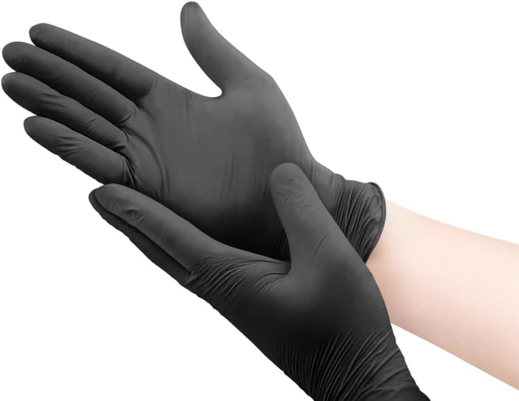 Advance Black Nitrile Exam Gloves IF 41, 5 Mil Powder Free, Latex Free Disposable Gloves, Medical Grade, Micro Finger Textured, Chemical Resistant, Food Safe for Food Prep, Cleaning, Cooking