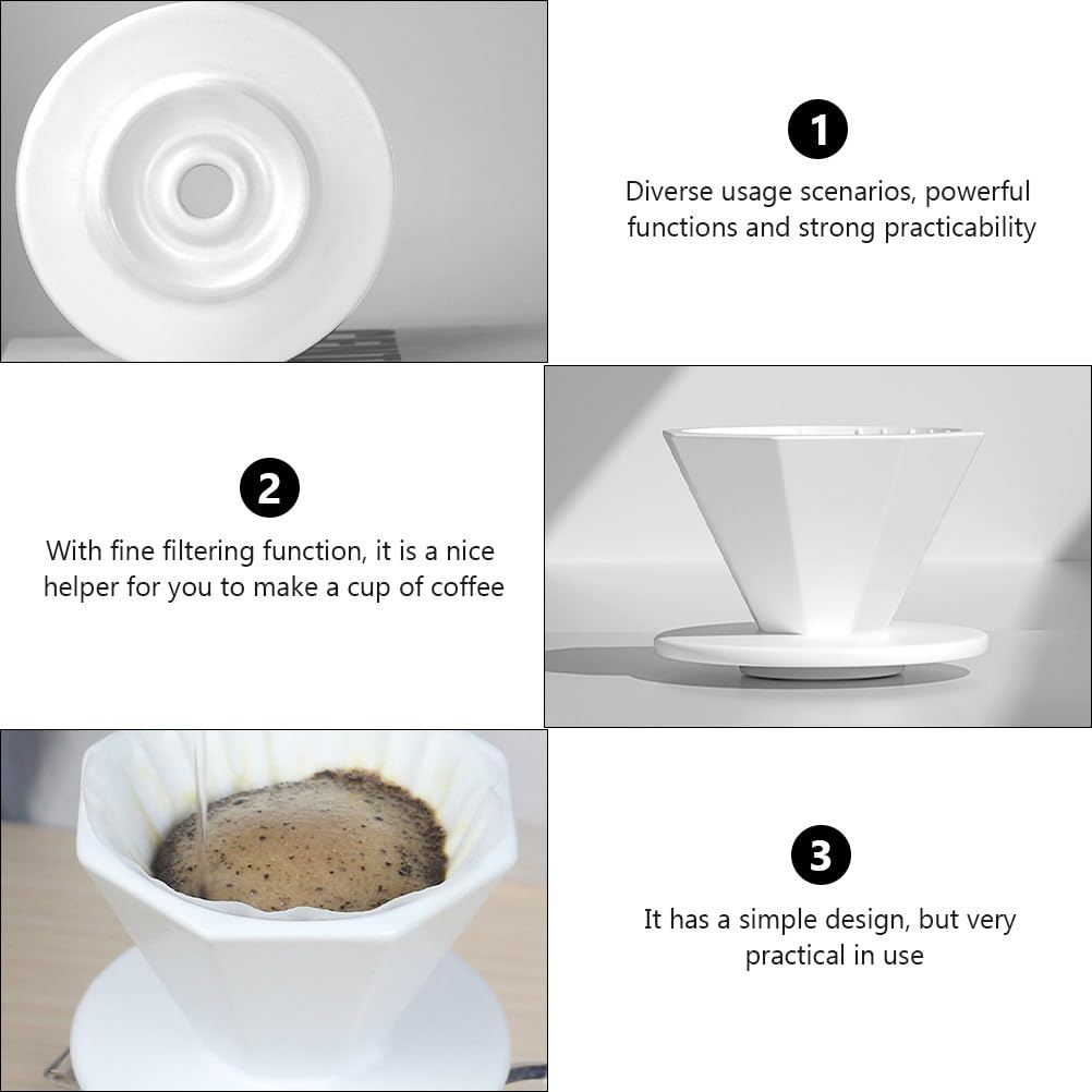 TEHAUX Filtro per Caffè in Ceramica, Gocciolatore Manuale, Bianco Opaco | Compatibile con I Filtri , Capacità da 1 a 4 Tazze, Strumento per Caffè Riutilizzabile, Preparazione Del Caffè Uniforme,