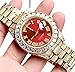 Produktbild Men Day Date Red Rom Zifferblatt Gelbgold Big Diamonds Lünette Automatische mechanische Edelstahl-Saphir-Uhr