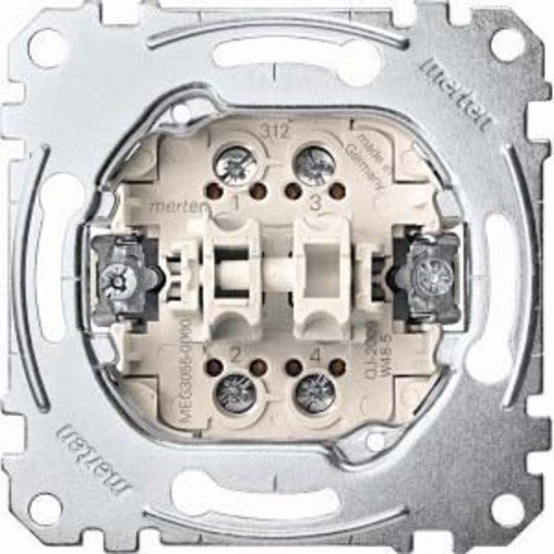 Merten MEG3055-0000 Doppeltaster-Einsatz, 2 Schließer 1-polig, 10 A, AC 250 V, Schraub-Liftklemmen