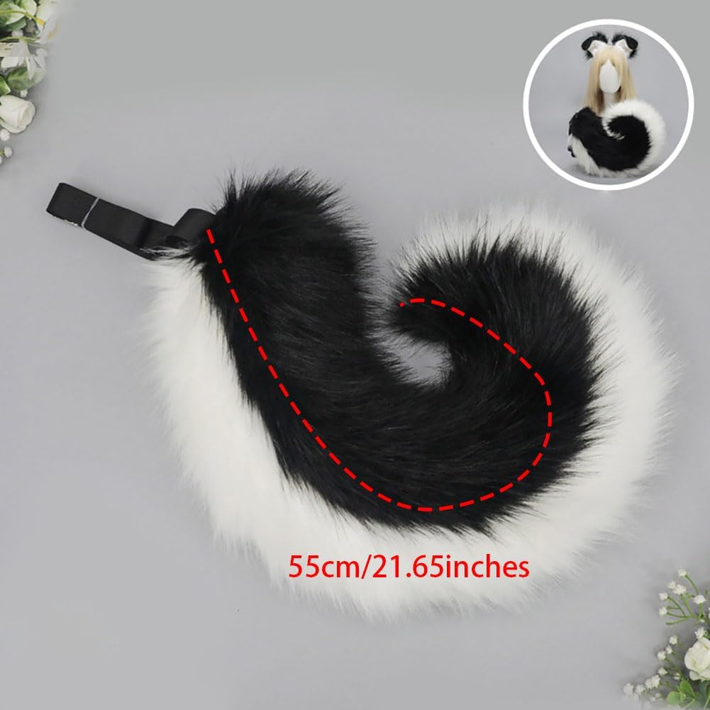 Dog Ears Headband and Tail Set Faux Fur Animal Cosplay Party Costume Accessories