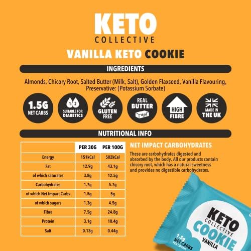 Keto Collective Keto Cookies I 1.5g Net Carbs I 30g x 12 I Low Carb Snack I Low Sugar I Made with Real Butter I High Fibre I Suitable for Diabetics I Keto Snacks (Mixed)