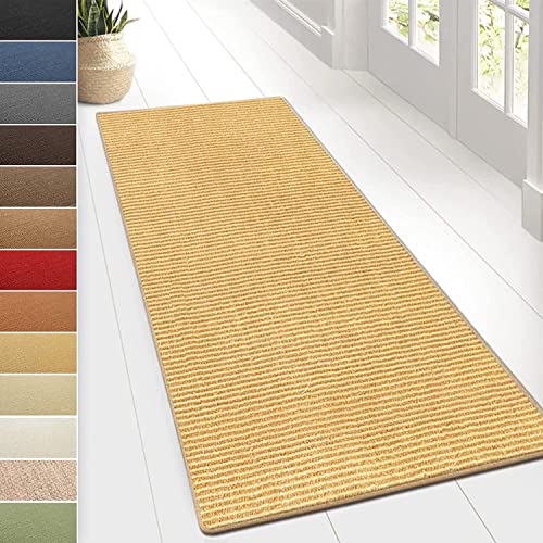 KARAT Tapis de couloir en sisal Sylt - 80 cm de large - En fibre naturelle - Pour salon, couloir, chambre à coucher - 80 x 500 cm, naturel)