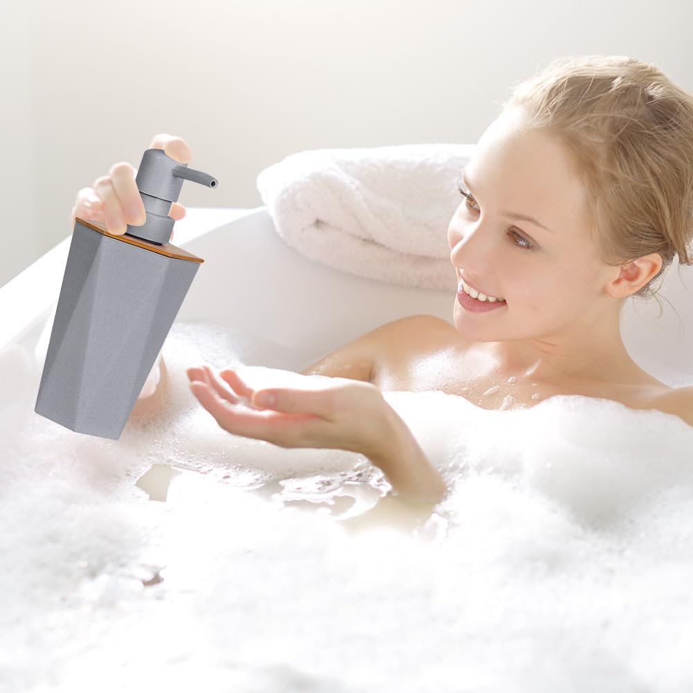 Juego de 8 accesorios de baño con portavasos, dispensador de platos, cepillo (gris)