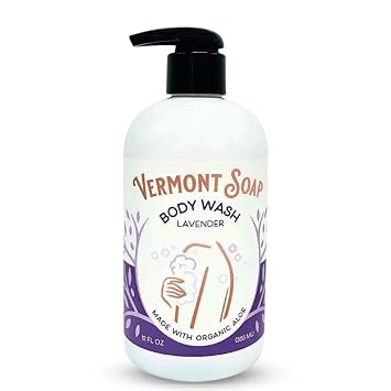VERMONT SOAP Body Wash, Natural Body Wash with Shea Butter, Mild Gel Body Wash for Moisturizing and Soothing Skin, Fragrance Free Body Wash for Women & Men Lavender, 12oz