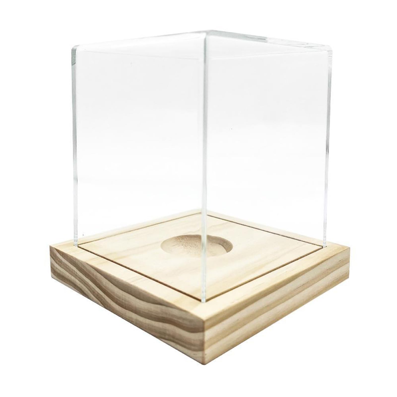 Clear Acrylic Baseball Display Case with Wooden Base Dustproof Storage Box for Softball Collection and Home Decoration Baseball Display Case Acrylic Box Sports Collectible Souvenir Sports