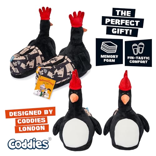 Coddies Feathers McGraw Wallace & Gromit Plush Slippers - Penguin Slippers - Unisex Adults & Kids - Black - Faux Fur - Slip Resistant - Cushioned - Winter - Women's - Slipper2