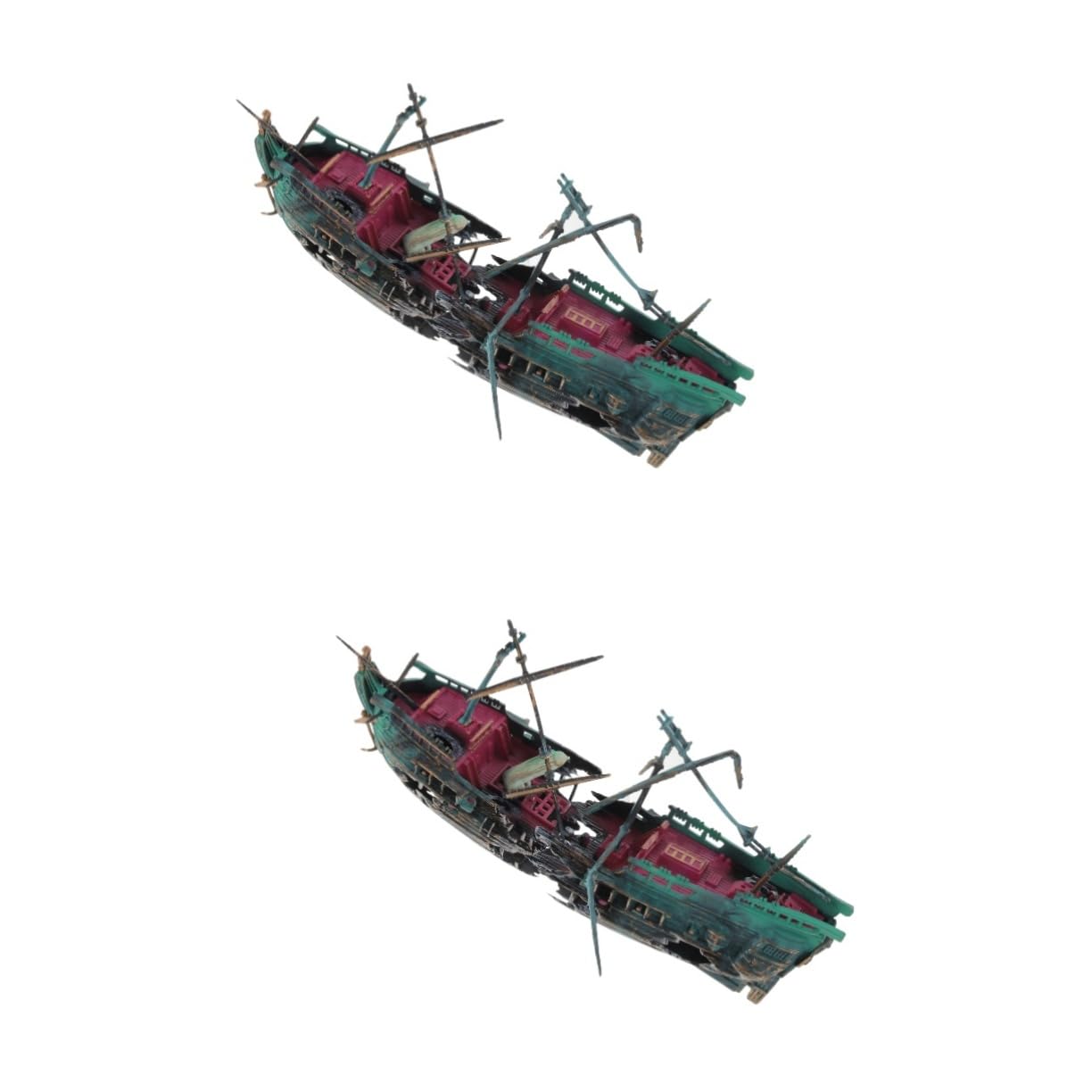BESPORTBLE 2pièces Décoration Aquarium Épave Résine Ornement Réaliste pour Réservoir avec Cachette pour Poissons Accessoire De Paysage Marin Décor Et Légère