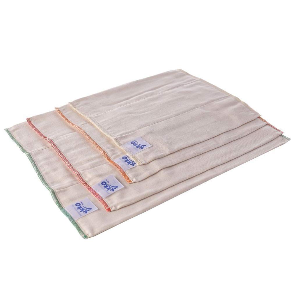 XKKO Prefolds – 100% cotone biologico – (6 pezzi) – bambini grandi / Premium / Large (orlo verde) – 38 x 46 cm (7 – 14 kg)
