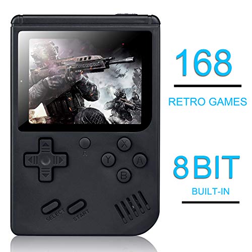 weikin Consola de Juegos Portátil, 3 Pulgadas Consola de Juegos portátil Pantalla HD Consola de Juegos Retro con 168 Juegos, Soporte para conectar TV y Dos Jugadores (M)