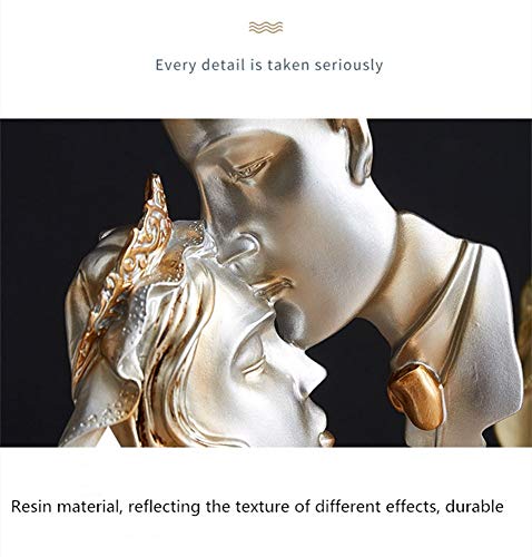 Newqz The Kissing Lover Statues Suitable Wedding Gift, For Desk Cabinet Home Decoration, H10.2 Inch (Champagne) #TOP5