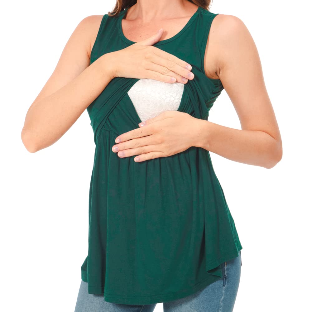 Bearsland Canottiera Premaman da Donna per Allattamento Senza Maniche Girocollo Morbida Camicia per Allattamento