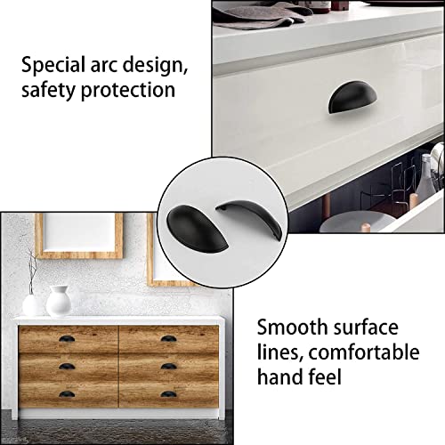 LONTAN 20 Pack Black Cup Handles 76mm Hole Centers 3 Inch Cup Cupboard Handles Suitable for Cabinets and Drawers in Bedrooms Kitchens - Image 4