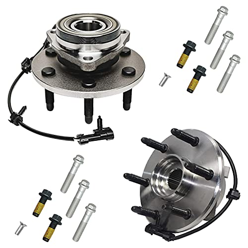 Detroit Axle - 4WD Front 4pc Wheel Bearing Hubs Kit for Silverado Sierra Yukon XL 1500 Express Savana 2500 Chevy GMC Cadillac Escalade, Wheel Bearing & Hubs Bolt Mounting Set Replacement