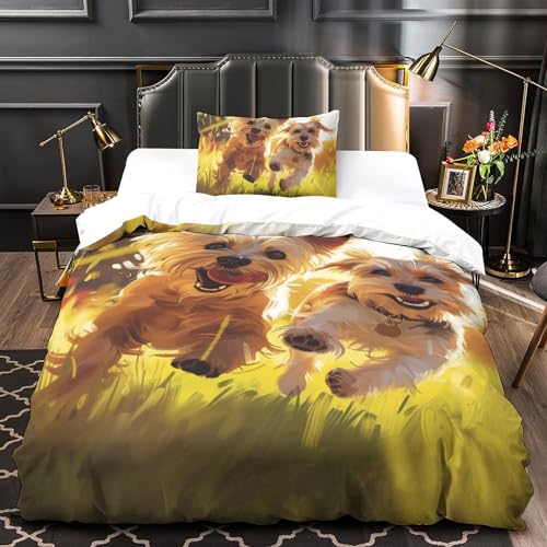 Parure de lit Yorkshire Terrier 3 pièces 135x200cm douce - 4