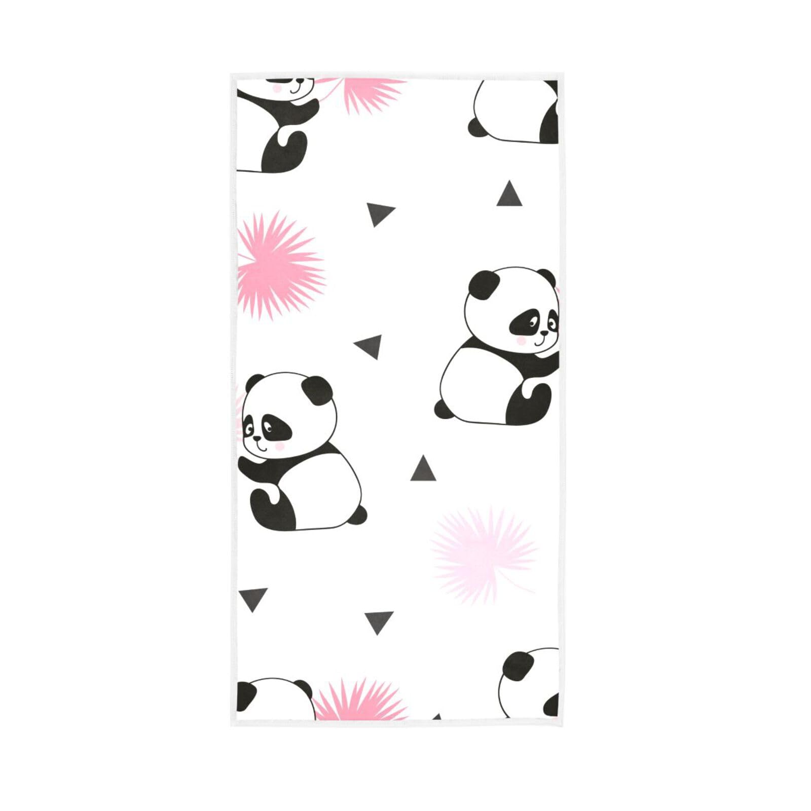 LSRCPD Panda Black and White Bathroom Towel, 15 x 30 Inches Absorbent Hand Towel Spa Towels for Bathroom Soft Hand Towels for Bathroom