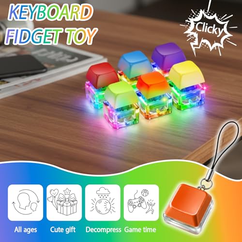 JrnSvp Tastatur Fidget, 6 Stück Schlüsselanhänger für Stressabbau, Büroangestellte und Studenten, Tragbare Anti-Stress-Tools in Rot Blau Lila Grün Orange Gelb