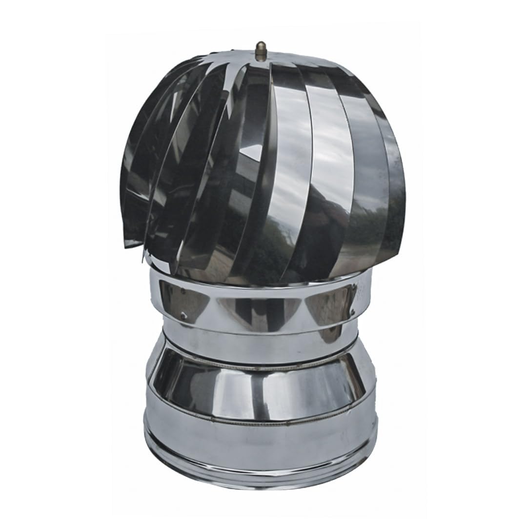 Comignolo Capello Eolico Coibentato Doppia Parete in Lana di Roccia -in Acciaio Inox AISI 304 BA SP. 5/10 – per Camini (Ø200-250 mm)