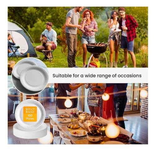 Pack of 100, Paper Plates 15cm / 6", Disposable Paper Plates, HOT & Cold Foods, Used for Birthday Party, Christmas Party, Picnic, BBQ's, Disposable - Image 3