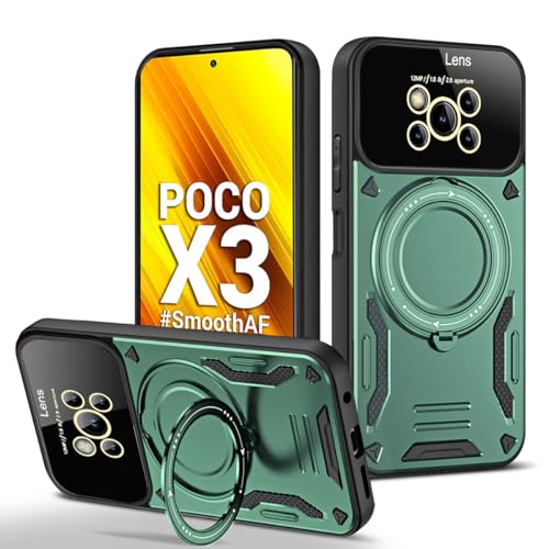 Coque POCO X3 NFC de protection militaire avec dos rigide vert