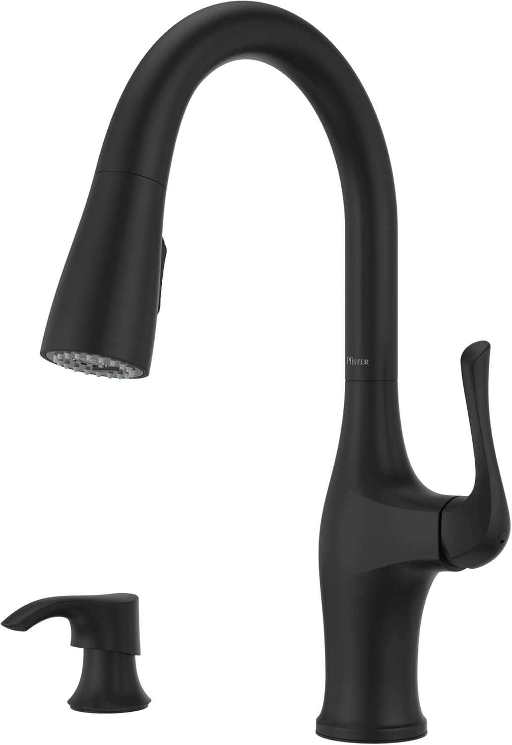 Matte Black Single Handle Pull-Down Kitchen Faucet with Soap Dispenser