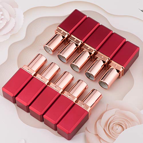 Allwon 10Pcs Red Empty Lipstick Tubes Diy Lip Balm Container (Square Tube) #TOP3