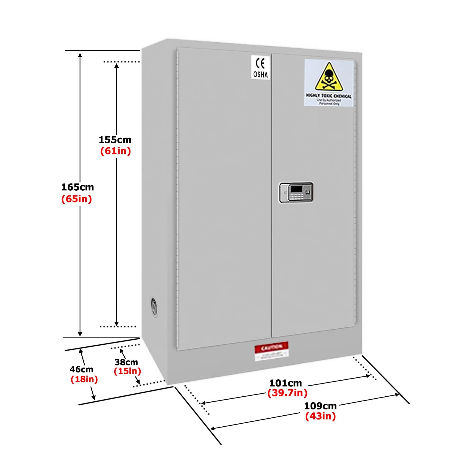 Armario de Almacenamiento de Productos químicos con Cerradura de combinación,165 x 109 X 46cm Armario de Almacenamiento de Productos inflamables,para hospitales, fábricas,Gris