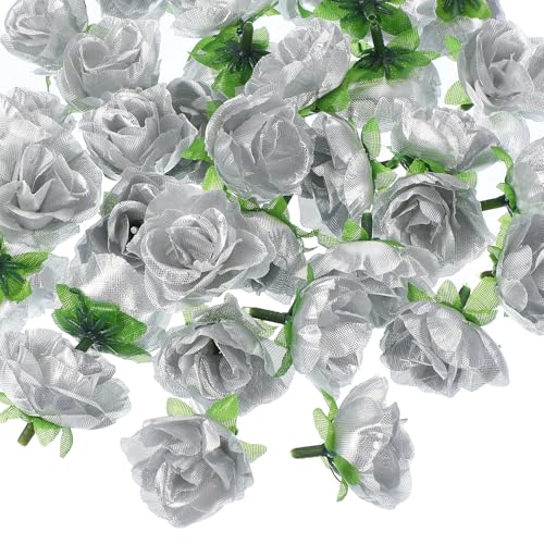 PATIKIL Têtes de Fleurs Artificielles Rose 3cm, 50pcs Fleur Fausse en Tissu Mariage Baptême Décoration Gateau Fête Table Maison Mur Bricolage Artisanat DIY...
