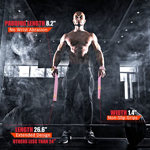 Ihuan Wrist Straps For Weight Lifting - Lifting Straps For Weightlifting | Gym Wrist Wraps With Extra Hand Grips Support For Strength Training | Bodybuilding | Deadlifting (Pink) #TOP2