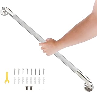 32 Inch Shower Grab Bar, Bathroom Grab Bar Handle with Anti-Slip Knurled Grip, Stainless Steel Bath Balance Bar, 1.25" Diameter Bath Safety Bar Support for Seniors Elderly Pregnant, Brushed Nickel