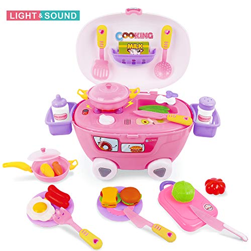 BeebeeRun 32 Pezzi Giochi da Cucina per Bambini,Accessori da Cucina Cibo Giocattoli,Giocattolo Educativo Bambini 3+ Anni