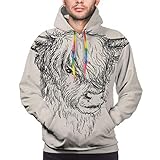 50% Baumwolle, 50% Polyester Moshow Herren Hoodie Highland Cow Sweatshirt L.