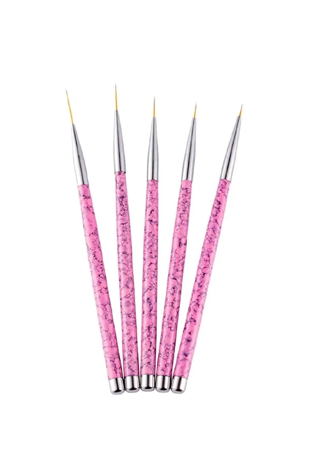 Fontenay Tırnak Süsleme Fırçası, Nail Art Fırça, Tırnak Desen Fırçası Seti No:2186 Pembe