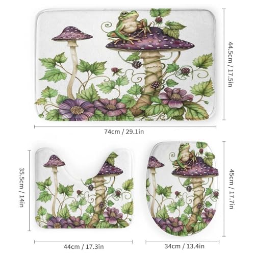 Tikrbmlb 4Pcs Garden Mushroom Frog Shower Curtain Sets Bathroom Decor thumb #2