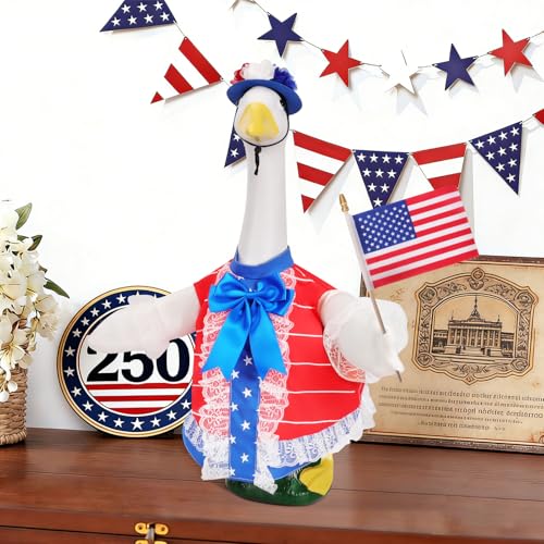 Lettry 2 Set 4th of July Porch Goose Outfit for 23" Statue, 250th Anniversary Goose Clothing with Flags, Independence Day Patriotic Uncle Hat Costume for Outdoor Lawn Decor(Goose not Included) by Lettry - Used condition - Image 7