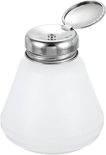 Solvent Alcohol Dispensers 180ml(6.1oz) Conical Push Down Liquid Dispenser Pump Bottle with Plastic Tube and Aluminum Core for Acetone Polish Remover, White