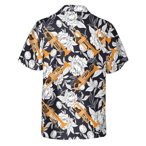 Men's Trumpet Hawaiian Shirt, Trumpet Shirt Men Short Sleeve, Vintage Hawaiian Shirt for Men, Trumpet Shirt2