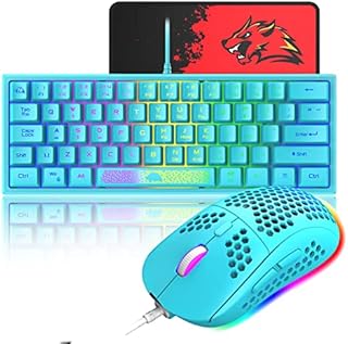 60% Gaming Keyboard and Mouse Combo Samll Mini RGB Backlight Mechanical Feeling and Mechanical RGB Honeycomb Optical Mouse,Gaming Mouse pad for Gamers and Typists