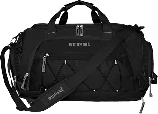 50L Gym Duffel Bag | Large Travel Sports Bag for Men & Women (Black)