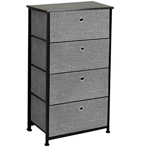 Commode de Rangement Gr8 Home avec Structure en Bois et Structure en métal Noir et Gris à 4 Niveaux