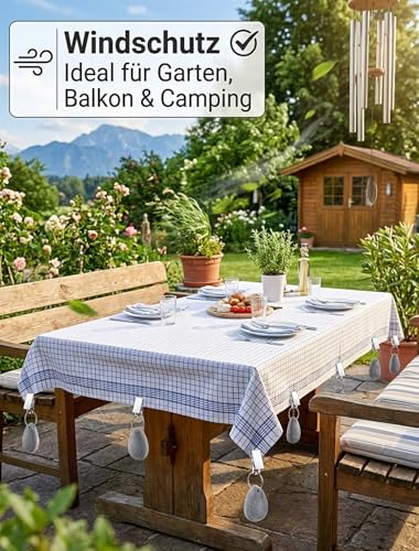 8 Stück Tischdeckenbeschwerer Extra Schwer 30 g aus Naturmarmor, Windfeste Tischdecken Beschwerer draußen mit Metallclip, Tropfenform Tischdeckenhalter für Outdoor Tischdecke Garten Balkon Camping