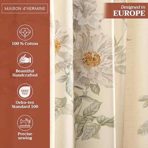 Image of Maison d' Hermine Curtains for Living Room 100% Cotton 50 inchx84 inch (Pack of 1) | 84 inches long Light Filtering Curtains for Windows Bedroom with Rod and Loop Pockets - Villette - Dove Grey