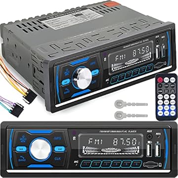 Retoo Autoradio Bluetooth vivavoce, 2DIN Autoradio con Vivavoce Telecomando Radio FM, MP3 Telecomando WMA FM, due porte USB, suono stereo FM, chiamate in vivavoce, telecomando, display LCD