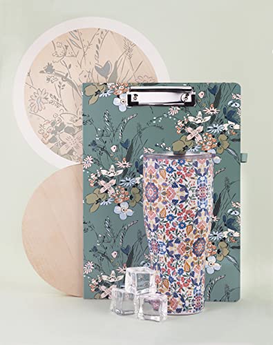 Vera Bradley Clipboard Folio With Refillable Lined Notepad, Padfolio With Interior Pocket And Pen Loop, Sunlit Garden Greek Sage #TOP4